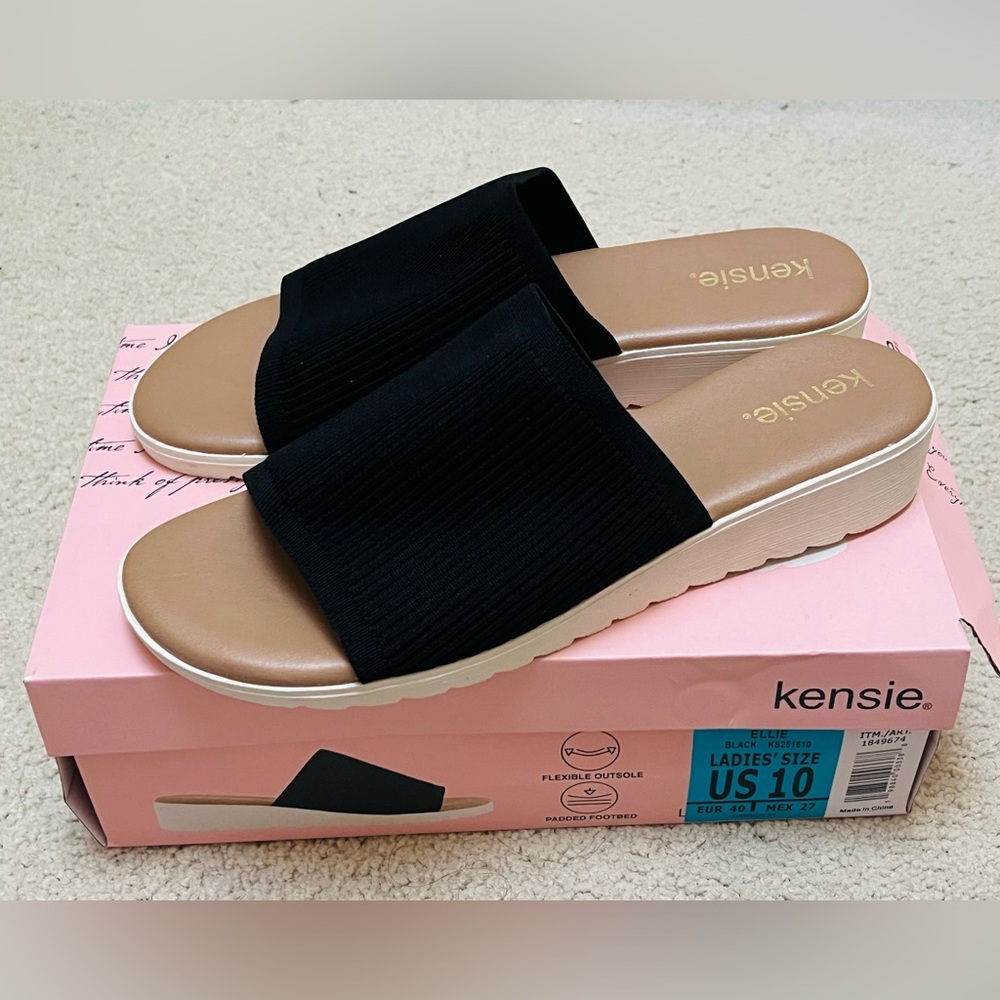 Kensie Black Women's Sandals, 10M